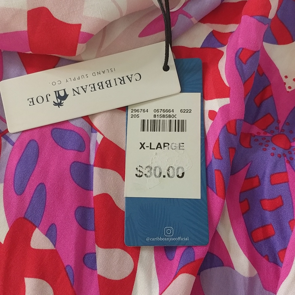 Caribbean Joe Multicolored Floral Handkerchief Hem Dress Size XL - Picture 9 of 9